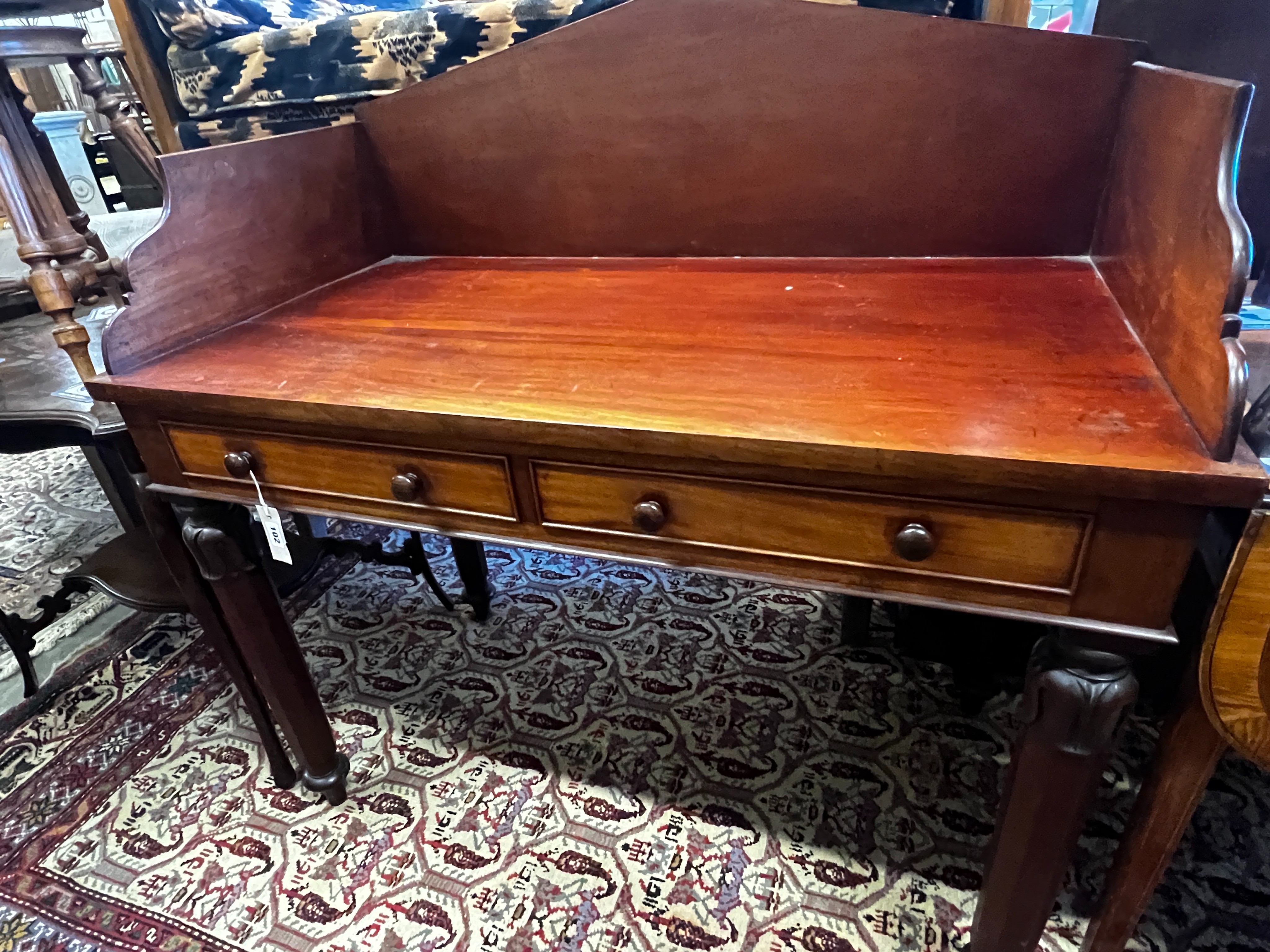 An early Victorian mahogany washstand, width 107cm, depth 56cm, height 109cm